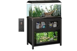 REDLIFEᅟᅠ Redlife 40-50 Gallon Fish Tank Stand with Cabinet Storage,Aquarium Stand with Storage Cabinet, Reptile Tank and Power Outlet, Suitable for Turtle Tank, Reptile Terrarium,Black