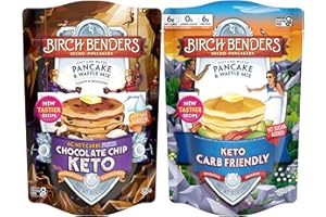 Birch Benders Keto Pancake & Waffle Mix, Chocolate Chip & Original, 10 oz (Pack of 2) Low-Carb, High Protein, Gluten-Free