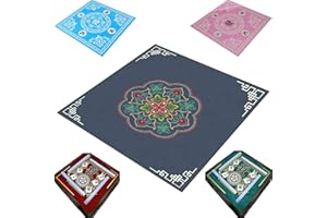 WMTBSRSW Mahjong Mat, Anti Slip and Noise Reduction Mahjong Mat, Mahjong Accessories, Poker Domino Dice Game Table Mat, Board and Tile Games Mat for Table Retro Pattern and Color Design 27''x27'' (Gray)