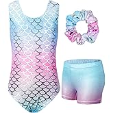 JiAmy Gymnastics Leotards for Girls, Sleeveless Sparkly Dance Biketards with Shorts Ballet Tumbling Outfit for 3-12 Years