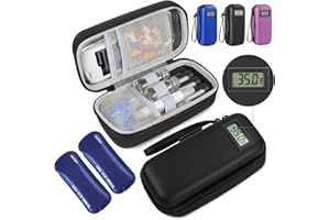 MEDINEED Insulin Cooler Travel Case, Portable Temperature Display Travel Medicine Organizer, Travel Medicine Kit with 2 Reusable Ice Packs TSA Approved for Diabetic Supplies Patent Pending (Black)