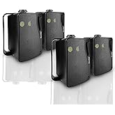 Herdio 3.5 Inch Passive Outdoor Speakers Wired Waterproof Wall Mount Speakers with 400W Superior Sound, All-Weather Durability, for Home Patio Garden Marine Boat Garage Indoor,4-Pack Balck