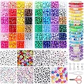 QUEFE 1900pcs,48 Colors, Pony Beads Bracelet Making Kit, Rainbow Kandi Beads Friendship Bracelet Kit, Letter Beads For Jewelry Making with Elastic Strings for Bracelet Necklace Making, Craft Gifts Set