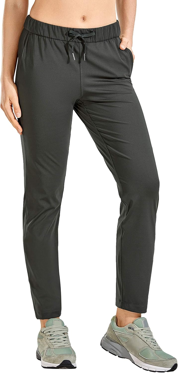 CRZ YOGA Women's Stretch Lounge Sweatpants Travel Ankle Drawstring 7/8 Athletic Track Yoga Dress Pants at  Women’s Clothing store