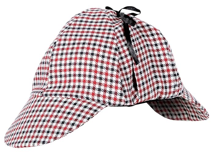 Beistle 60061 Deerstalker Hat, Tan/Black/Red