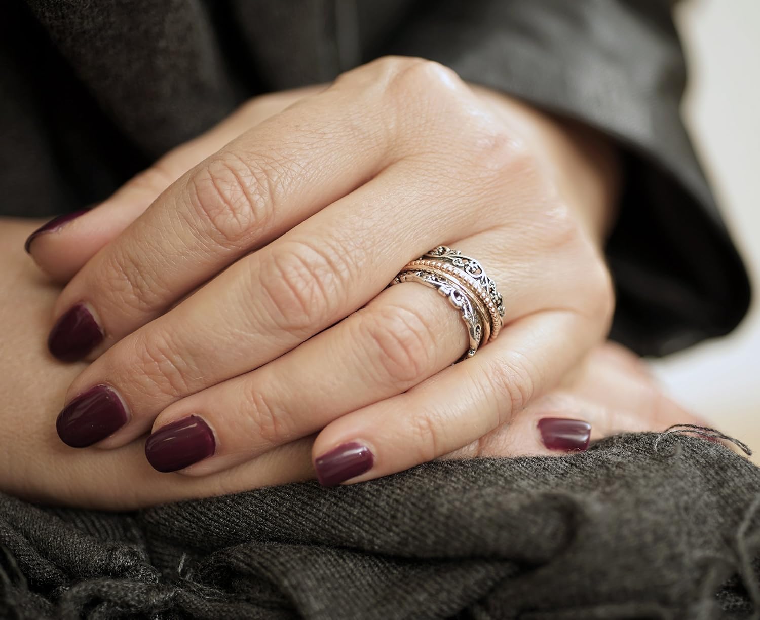 PZ Paz Creations Silver Spinner Ring | 925 Sterling Silver | Rose Gold Spinners | Rings for Women: Clothing