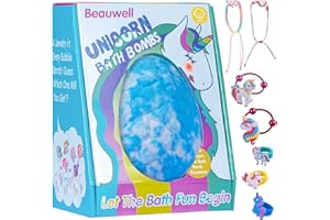 BEAUWELL Bath Bombs for Kids, XXXL Kids Bath Bombs with Surprise Inside Unicorns Gifts for Girls, Natural Organic Bubble Bath