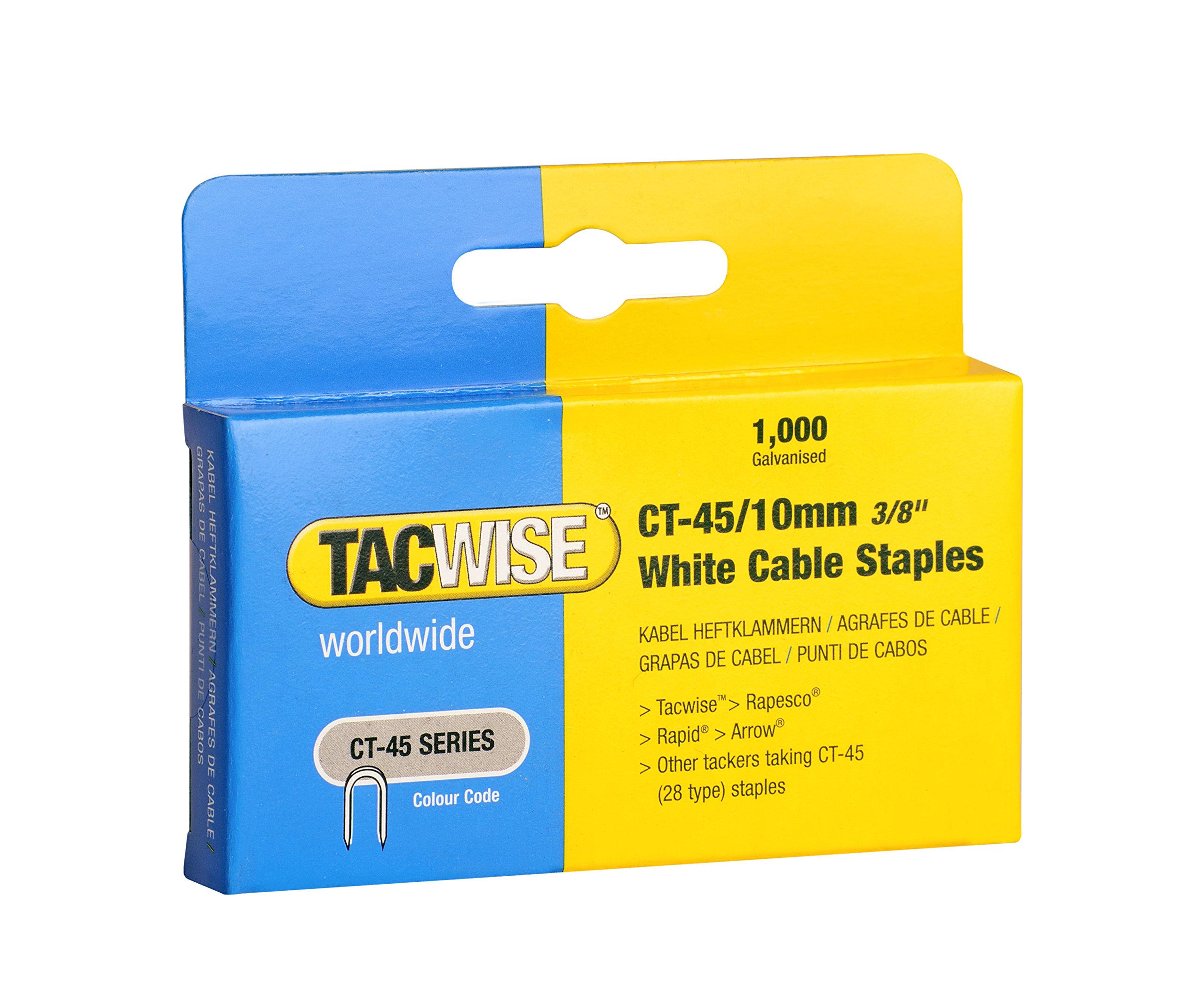 Tacwise CT-45/10mm White Cable Tacker Staples 5,000 (5 x 1,000 packs)
