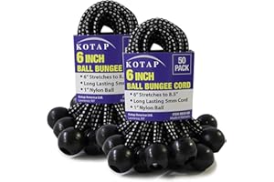 Ball Bungee-6” Black, 50 Pack