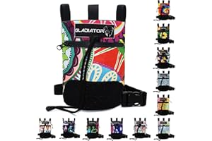 GLADIATOR GYM GEAR Gladiator Climbing Chalk Bag , Drawstring Hand Chalk Bag with Pockets , Loop and Adjustable Belt, Chalk Bag for Rock Climbing , Weightlifting and Gymnastic