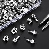 qxayxa 110 Pcs 55 Set Rack Cage Nuts Screws Kit M6x20mm Server Rack Hardware view 6