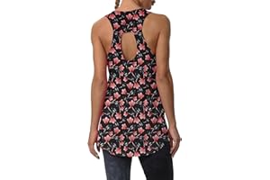 Cakulo Workout Long Tank Tops for Women Plus Size Loose Fit Athletic Exercise Gym Muscle Sleeveless Shirts Tops