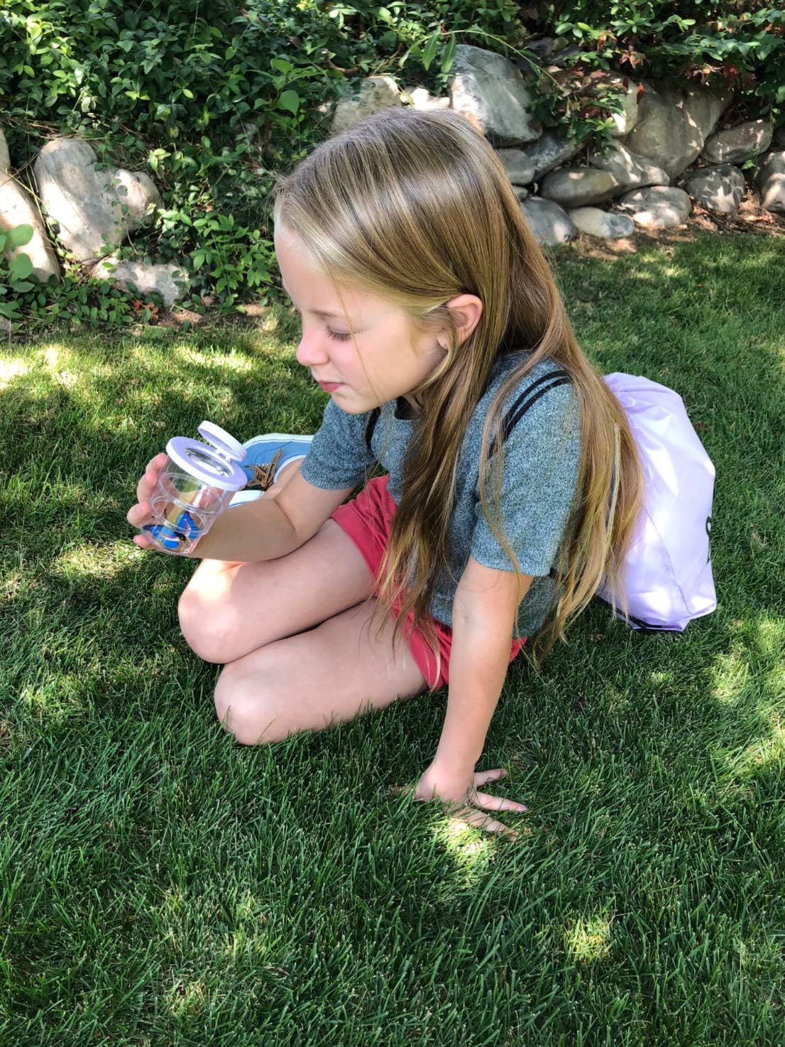 Unplugged Explorers 9 Piece Kids Outdoor Explorer Kit- Backpack, Binoculars, Flashlight, Compass, Bug Collector, Whistle, Magnifying Glass, and Journal. Boy/Girl STEM (Purple): Toys & Games