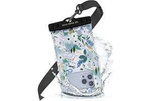 CASE-MATE Rifle Paper Co. IP68 Floating Waterproof Phone Pouch / Case (Regular Size) Floating Waterproof Phone Case - iPhone 15 Pro Max/ 14 Pro Max/ 13 Pro Max/ 12/ S24 - Detachable Lanyard - Garden Party Blue