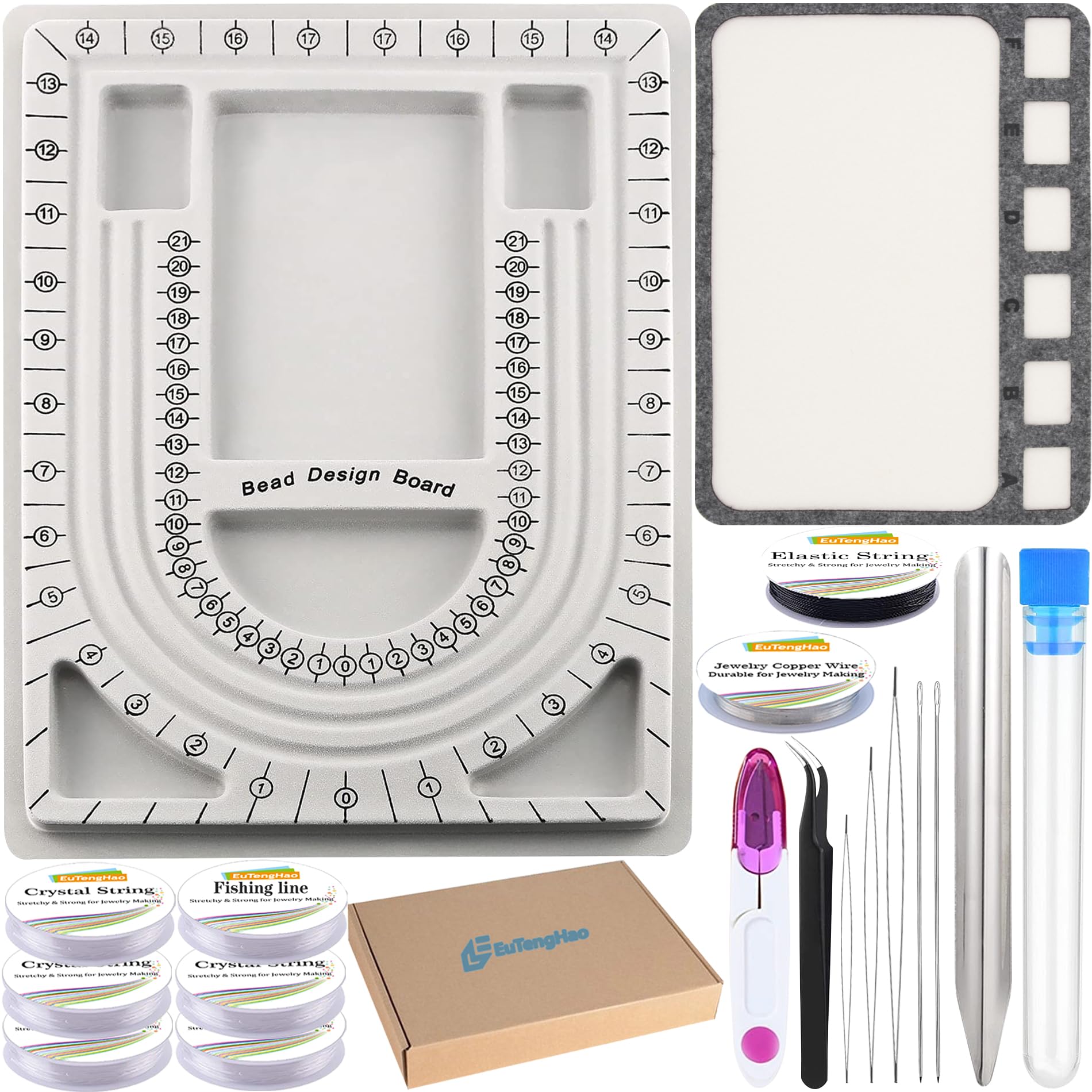 EuTengHao Bead Design Boards Mats with Scoop Soft Stable Beading Mat Jewelry Stringing Needles Organizer Tray for Jewelry DIY Making of Bracelets Necklaces Craft Supplies