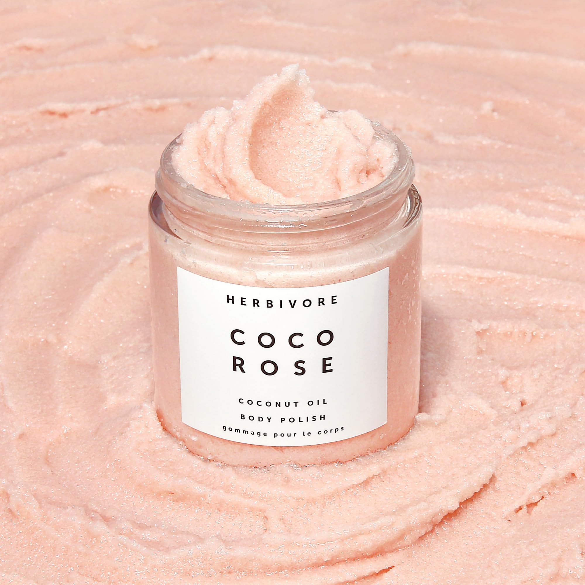 HERBIVORE Coco Rose Exfoliating Body Scrub + In-Shower Moisturizer with Coconut Oil, Shea Butter + Pink Clay for Softer, Smoother Skin | Vegan, Plant-Based, Cruelty-Free