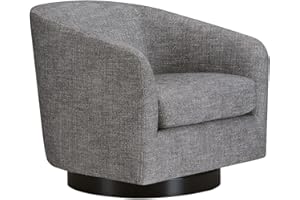 CHITA Swivel Accent Chair, FSC Certified Upholstered Fabric Barrel Chair for Living Room, Fully Assembled, Pebble Grey