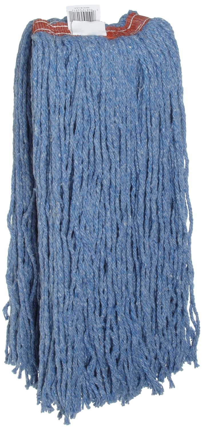 Rubbermaid Commercial FGF51900BL00 Premium 8-Ply Cut-End Blend Mop, 32-ounce, 1-inch Orange Headband, Blue