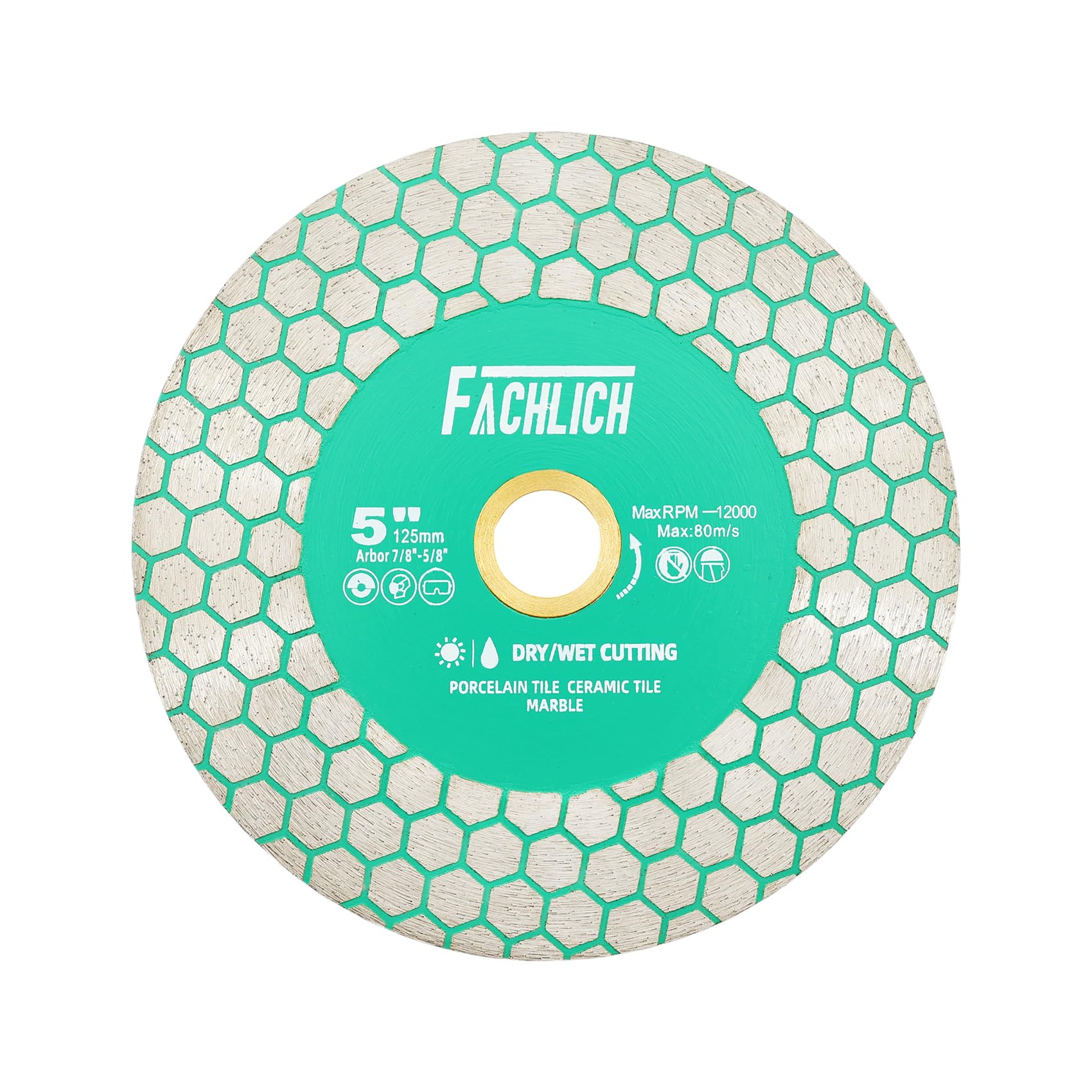 FACHLICH Diamond Tile Cutting Disc 125mm Cutting Wheel for Cutting and Grinding Porcelain Ceramic Tile Marble Artificial Stone