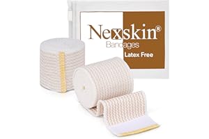 Premium Elastic Bandage Wrap (2” Wide, 2 Pack) - Nexskin Latex Free Athletic/Medical Compression Bandages Hook & Loop Fasteners at Both Ends - Lifetime Washable & Reusable Bandages