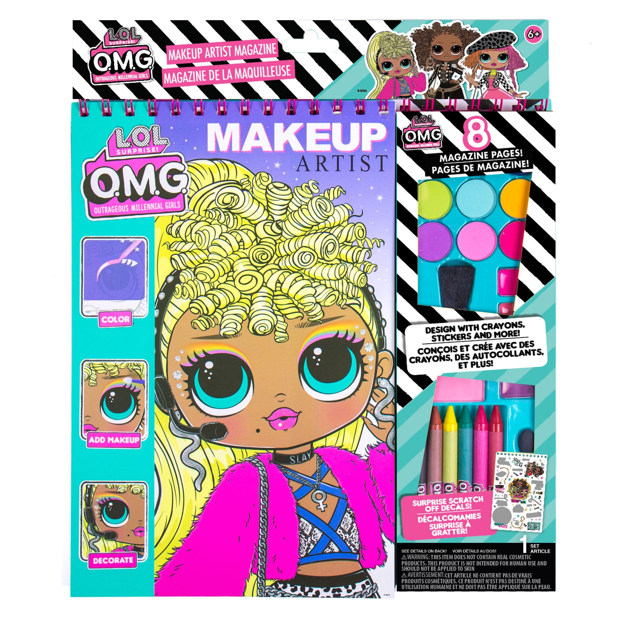 Horizon Group USA LOL OMG Make-Up Artist Magazine DIY Craft Kit, Design with Crayons, Stickers & More.Create Fashionable Looks Using Over 130 Stencil Designs & 200 Stickers