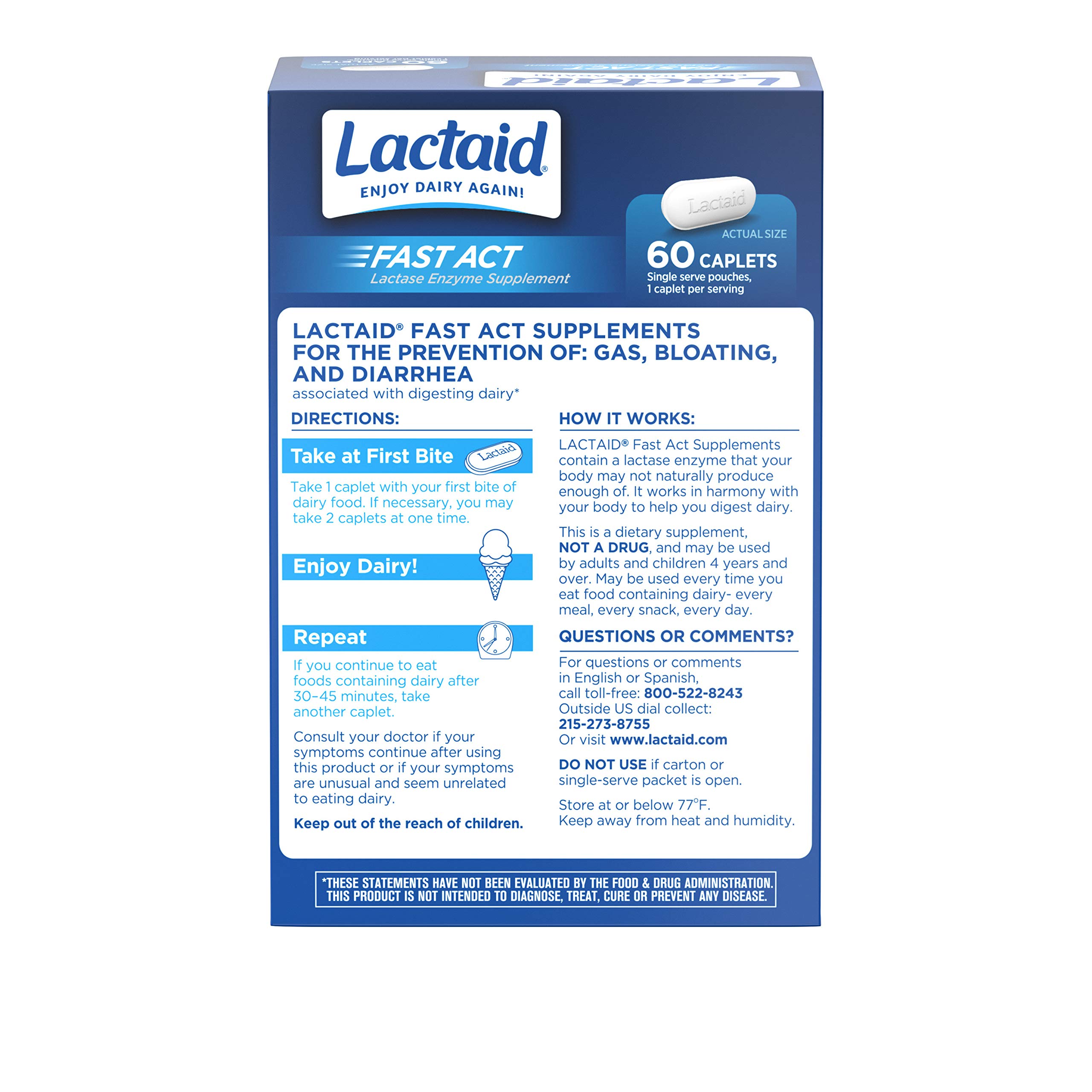 Lactaid Fast Act Lactose Intolerance Relief Caplets with Lactase Enzyme
