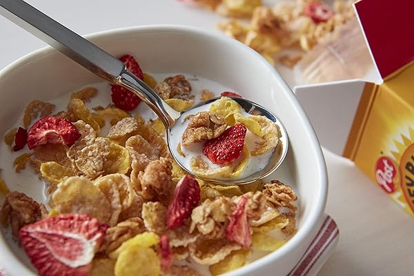 POST HONEY BUNCHES OF OATS WITH STRAWBERRIES BREAKFAST CEREAL, STRAWBERRY CEREAL WITH OATS AND GRANOLA CLUSTERS, 16.5 OZ BOX