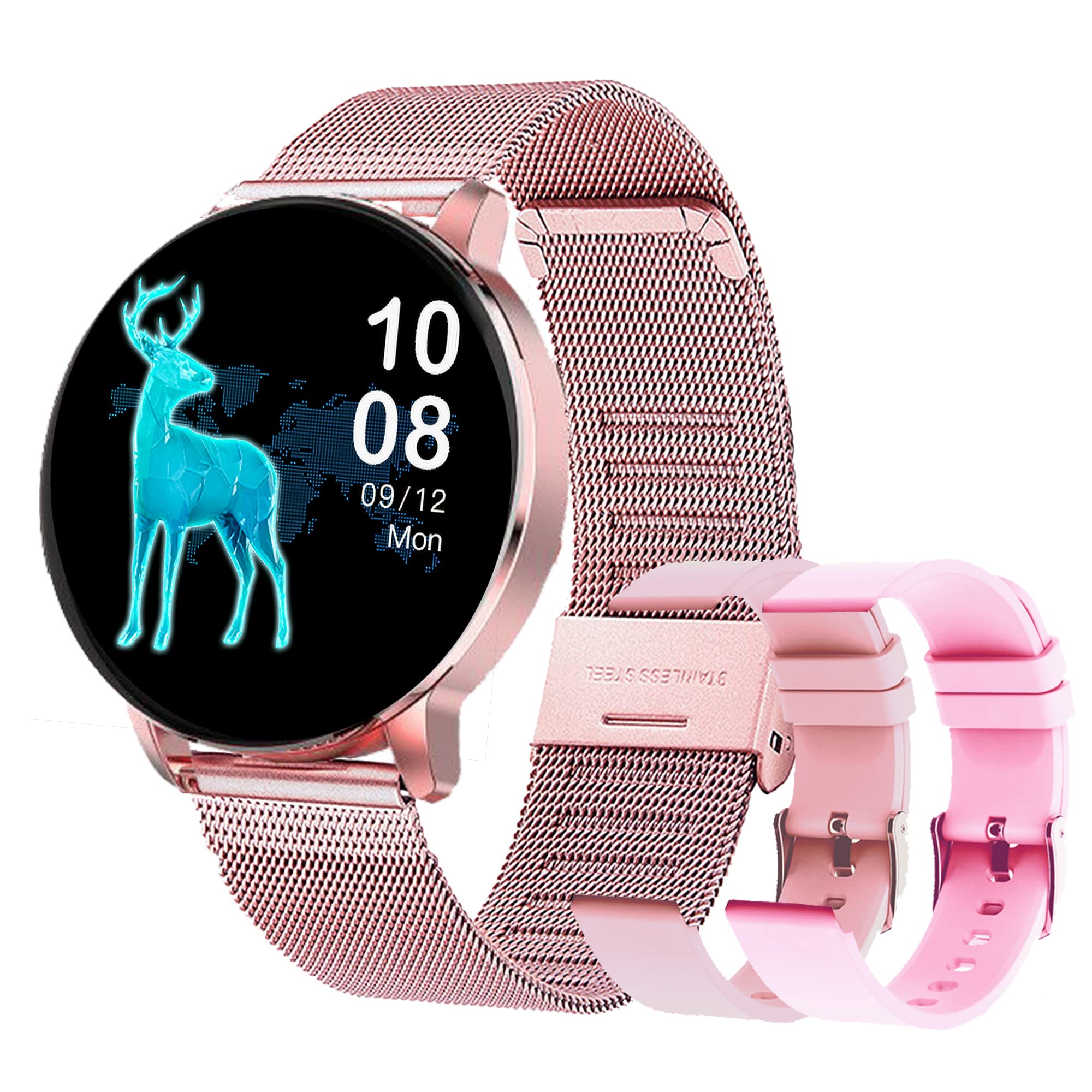 YESFINE Smart Watch for Women, 1.3 inch Full Touch Fitness Watch with Female Health Tracking, Heart Rate Monitor, IP68 Waterproof Outdoor Sports Smartwatch for Android iOS Phones