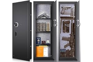 LANGGER V Langger Biometric Wall Safe, Hidden Fingerprint Security Long Wall Safe for Valuables, Rifle Shotgun Handguns, In Wall Safe Between Studs (4"D x 15"W x 45"H)