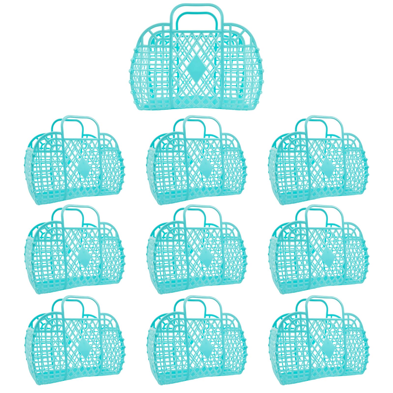 Photo 1 of 10 PCS Jelly Purse Jelly Basket Beach Bags, Reusable Plastic Jelly Beach Bag Beach Tote Basket for Women Girls kid (blue)
