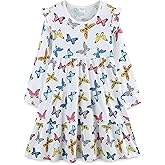 Bumeex Girl's Dresses Cotton Ruffle Sleeve Tiered Swing A-Line Cute Midi Casual Sundress