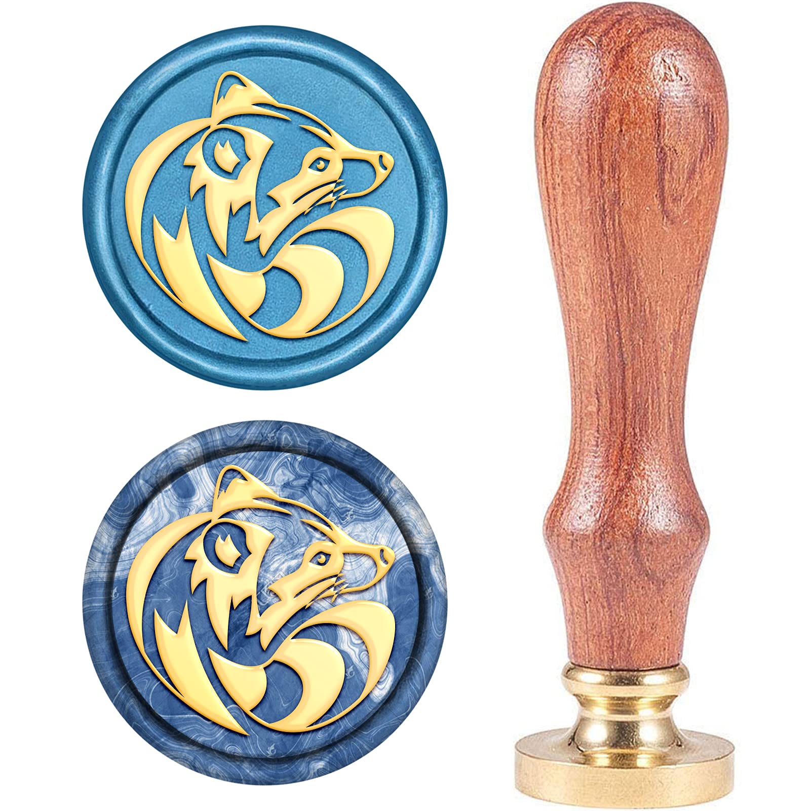 CRASPIRE Wax Seal Stamp Raccoon, Sealing Wax Seal Stamp Vintage Brass Head Wooden Handle Removable for Envelopes Invitation Gift