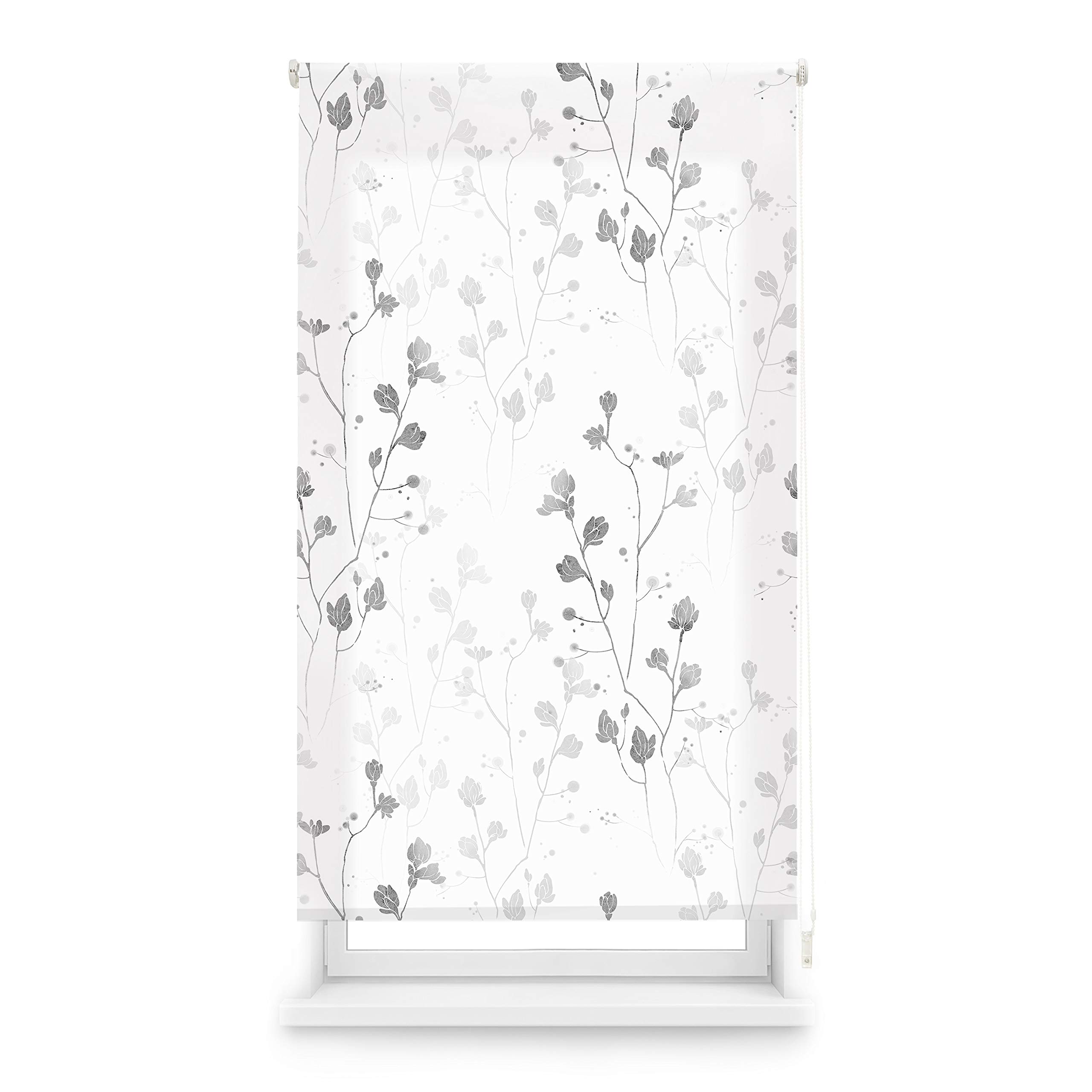 Blindecor Flowers | Translucent Roller Blind with Digital Print | Bloom Model | 90 x 180 cm (W x H) Fabric Size 87 x 175 cm | Window Blinds