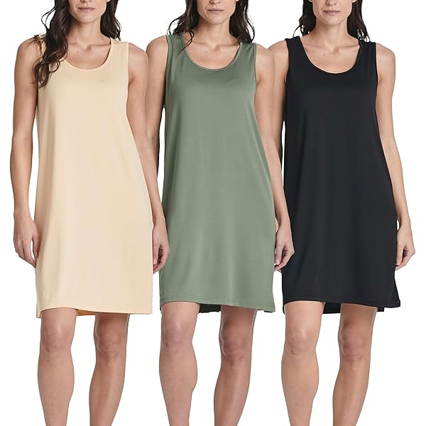 Real Essentials 3 Pack: Women's Cami Sleeveless Slip On