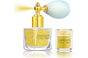 YAMPAHPA Vintage Body Glitter Spray, Gold Glitter Spray for Hair and Body Glitter Makeup, Extra Fine Hair Glitter for Rave Nail Christmas Craft Clothes, Include 1 Jar of Refills