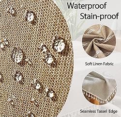 Linen Round/Square Table Cloth Waterproof Cotton