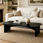 Wood Coffee Table for Living Room, Rectangular Walnut Center Table, Mid Century Modern Design, Low Profile Cocktail Table for Apartment and Small Spaces Black 31.5&times;19.7&times;13.8in
