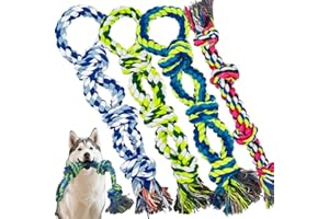 Rocfish [4 Pack] Dog Rope Toys for Aggressive Chewers, Nearly Indestructible Tug of War Toys for Large & Medium Dogs, 100% Cotton, Teeth Cleaning Chew Rope, Heavy Duty Tug of War Dog Toy for Boredom