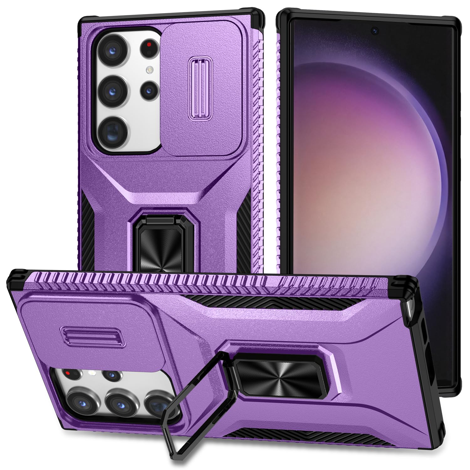 Photo 1 of Ailampe Magnetic Case for Samsung Galaxy S23 Ultra 6.7", Phone Case Galaxy S23 Ultra,Samsung S23 Ultra Case with Camera Cover & Kickstand Military Grade Shockproof Case for Galaxy S23 Ultra Purple