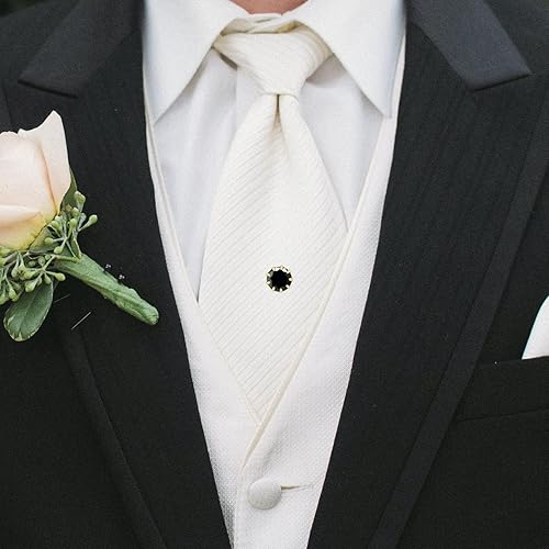 HAWSON Men's Crystal Tie Tack With Chain - Silver & Gold Wedding Business Accessories