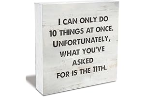 MAVOTEN I Can Only Do 10 Things at Once Wood Box Sign Rusitc Wooden Box Sign Farmhouse Home Office Desk Shelf Decor (5 X 5 Inch)
