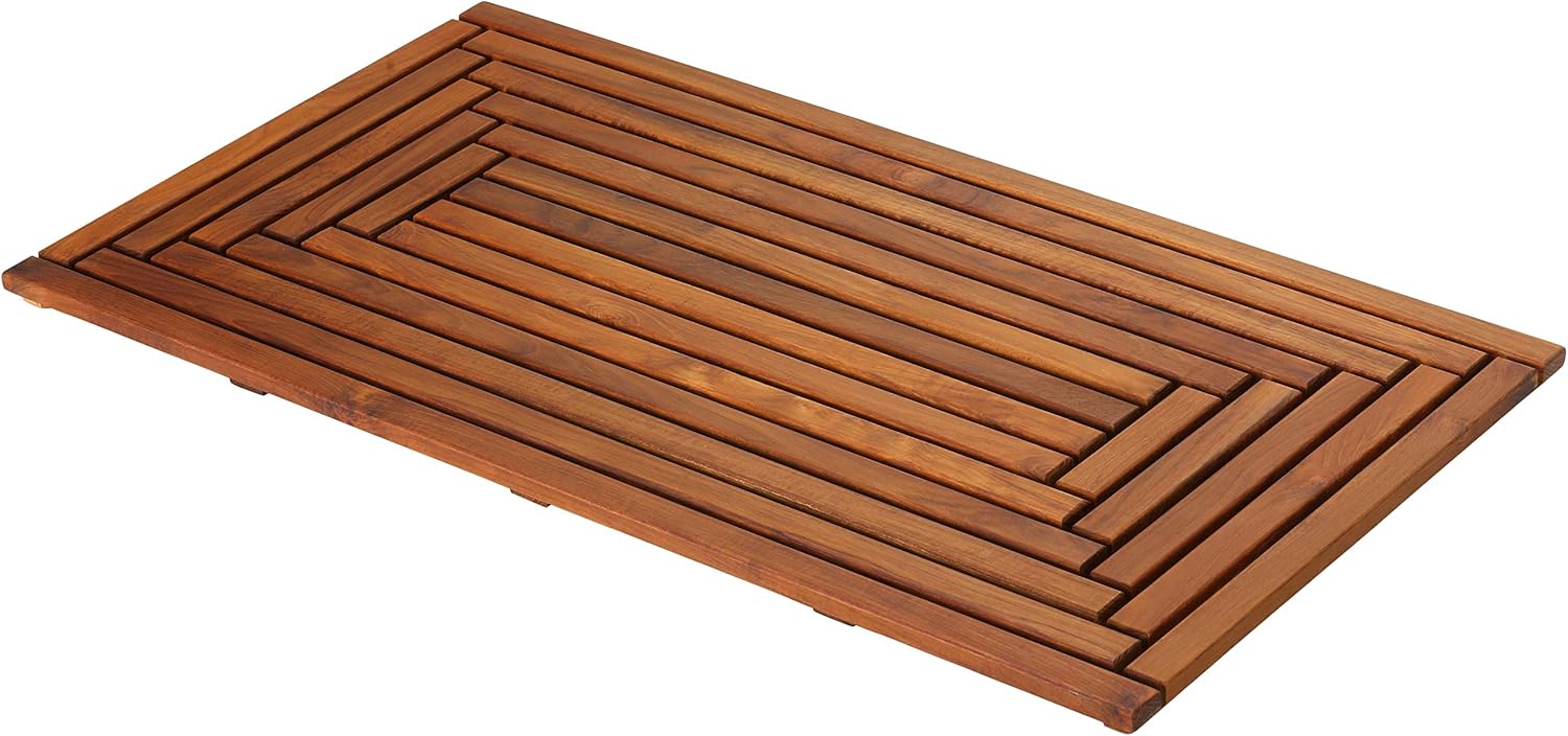 Bare Decor Giza Shower, Spa, Door Mat in Solid Teak Wood and Oiled Finish 35.5" x 19.75": Home & Kitchen