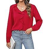 Neweek Womens Blouses Dressy Casual Ruffle Blouse Dressy Tops for Women Long Sleeve Blouses