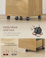 VASAGLE 2-Drawer Filing Cabinet Mobile File Cabinet Home Office Straw Yellow view 5