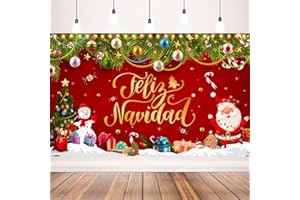 AUSHENKE Feliz Navidad Christmas Decorations, Feliz Navidad Banner for Holiday Christmas Party Decorations, 71x43 inch