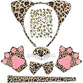 Vovii Adult Cheetah Transformation Kit - Complete Costume Set with Cheetah Ears Headband, Tail, Gloves & Face Tattoos for Halloween & Theme Parties