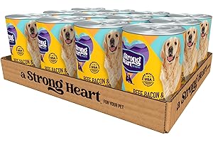 STRONGHEART A Strong Heart Wet Dog Food, Beef, Bacon & Cheese Flavor - 13.2 oz Cans (Pack of 12), Made in The USA with Real Beef