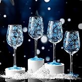 SiliFine 4 Pcs Winter Snowflake Theme Party Stemmed Wine Glasses Hand Painted Drinking Cup Wine Glasses Gifts for Birthday Theme Holiday Party Supplies