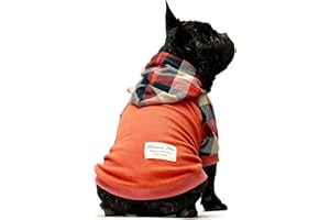 Fitwarm Dog Plaid Shirts Doggie Clothes Puppy Hoodies Cat Hooded T Shirts Pet Outfits Cotton Orange XL