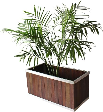 Amazon Com Leisure Season Wsre16db 16 X 32 Rectangular Wooden Planter With Stainless Steel Trim X Large Dark Brown Garden Outdoor